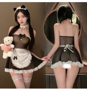 FEE ET MOI - Innocent Maid Sheer Strapless Dress (Black - White)